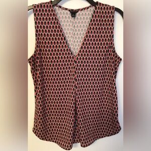 Ann Taylor red black blouse size XS